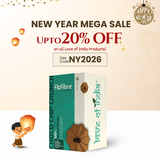 FitFibre Choco Chip Crunch Cookies | Gluten Free | No Maida | High Protein Snack - 75gm