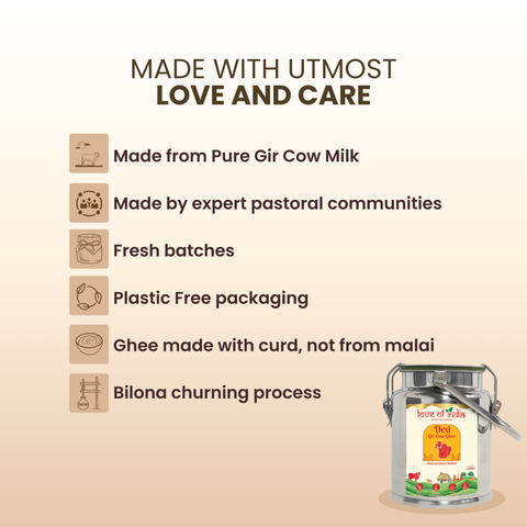 Desi Vedic Gir Cow Ghee made by Bilona method | 5 Liter Desi Ghee Steel Can (Dolchi)