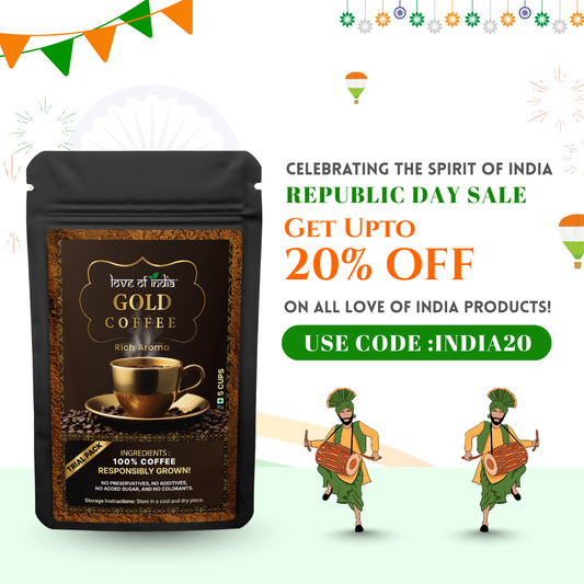 Love of India Gold Coffee - Rich Aroma | Instant Coffee | 10gm (5cups) Pack