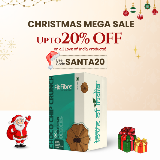 FitFibre Choco Chip Crunch Cookies | Gluten Free | No Maida | High Protein Snack - 75gm