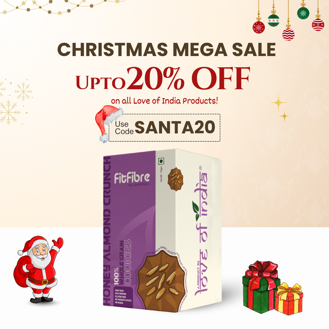 FitFibre Honey Almond Crunch Cookies | Gluten Free | No Maida | High Protein - 75gm