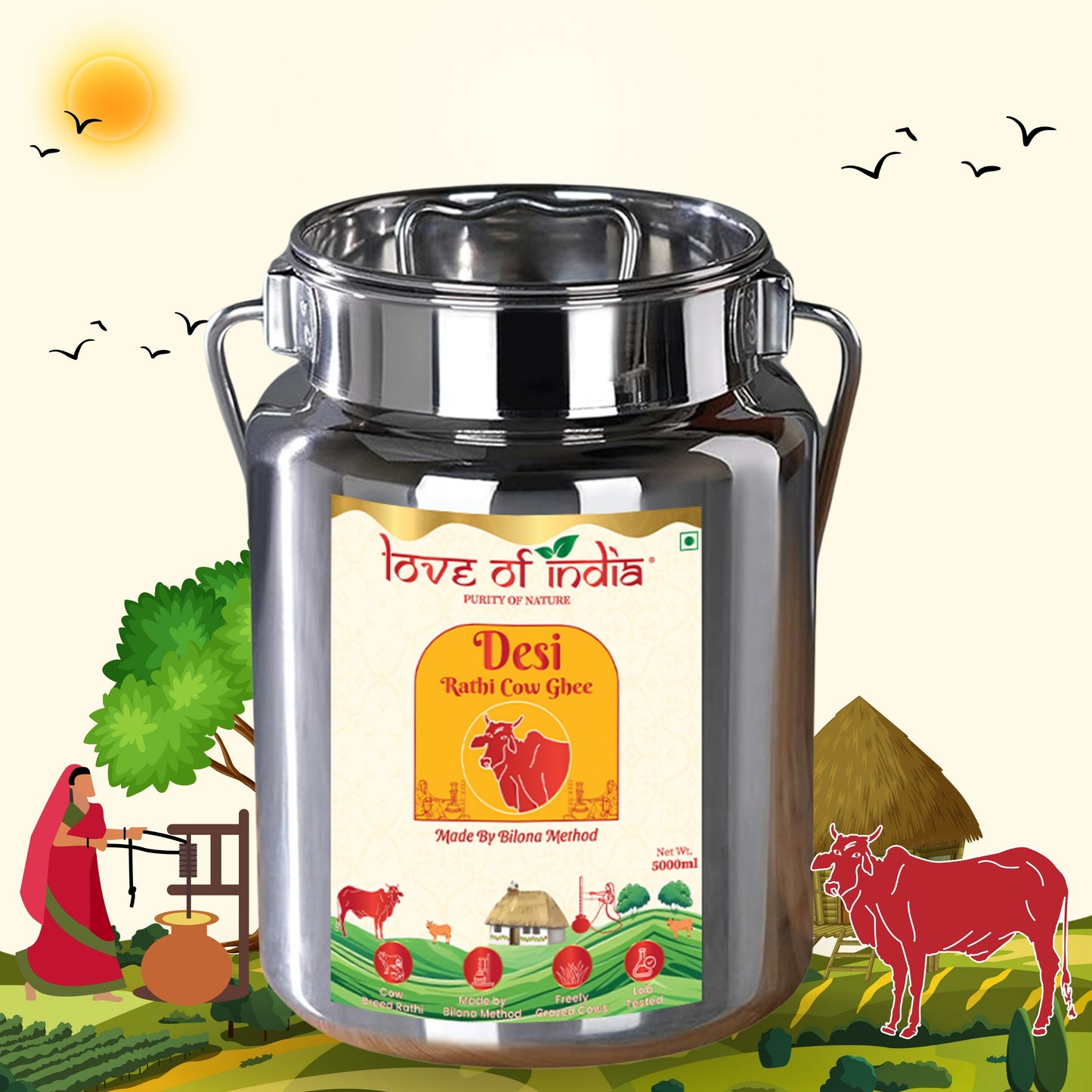 Love of India Desi Vedic Rathi Cow Ghee made by Bilona method