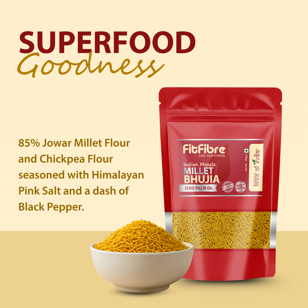 FitFibre Indian Masala Millet Bhujia – Healthy Twist to Your Favourite Snack