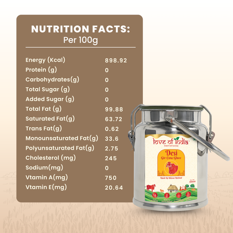 Desi Vedic Gir Cow Ghee made by Bilona method | 5 Liter Desi Ghee Steel Can (Dolchi)