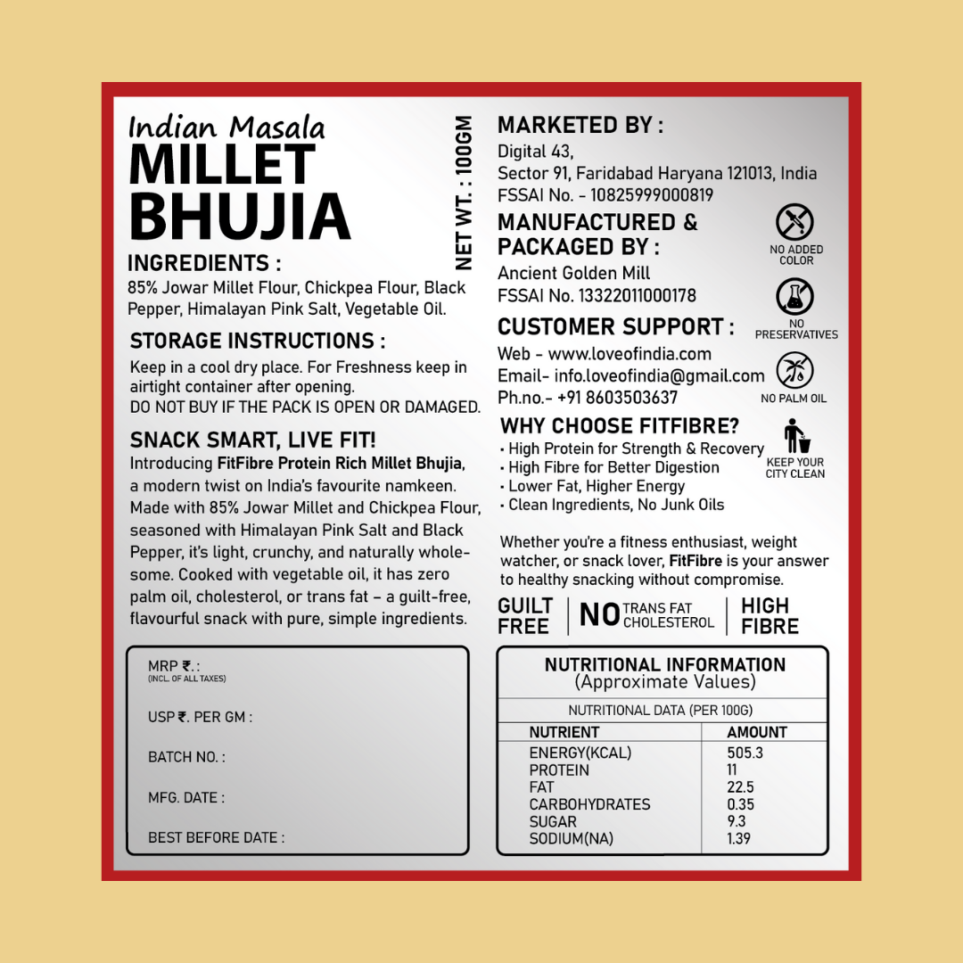 FitFibre Indian Masala Millet Bhujia – Healthy Twist to Your Favourite Snack