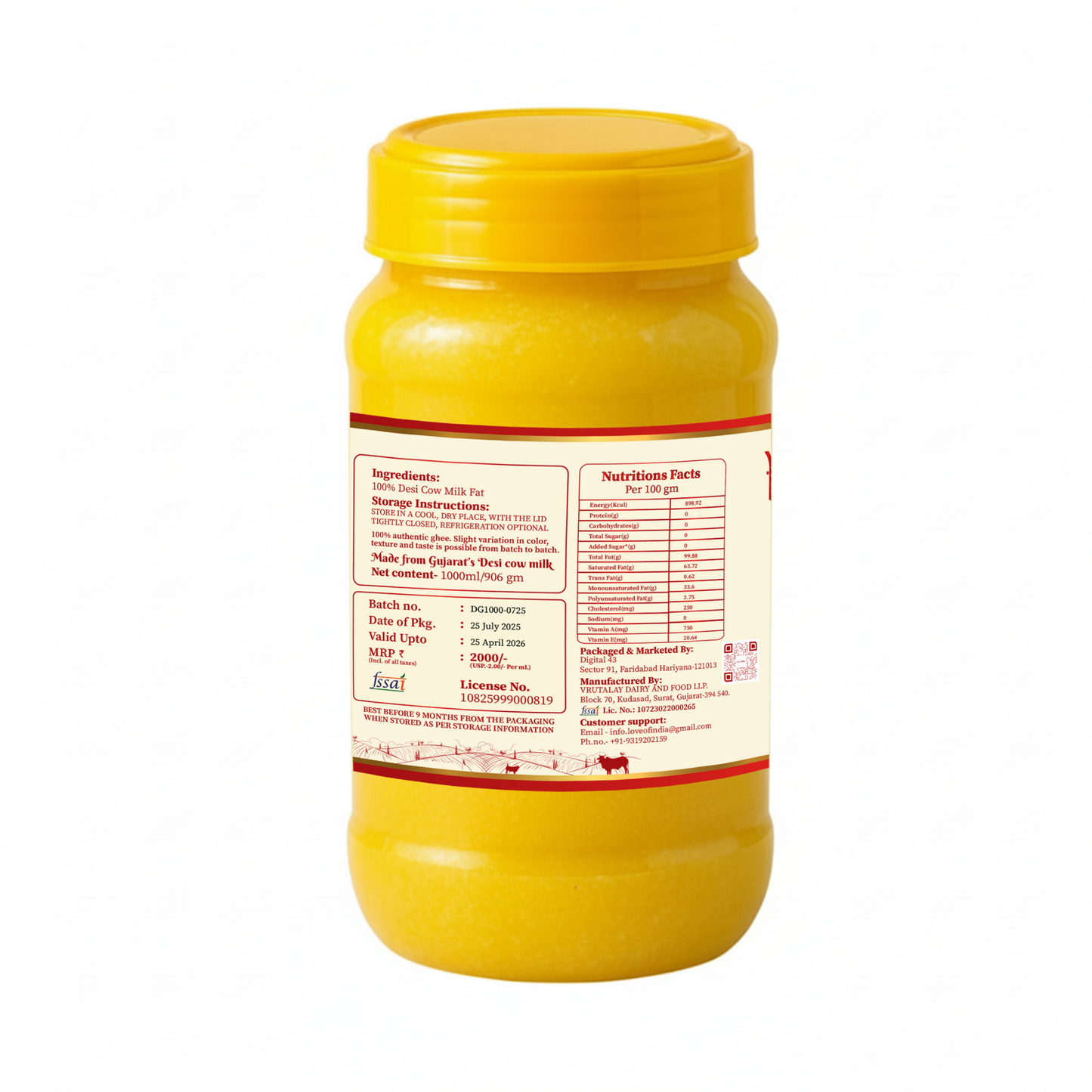 Desi Cow Ghee made by Traditional Method | 1000ml