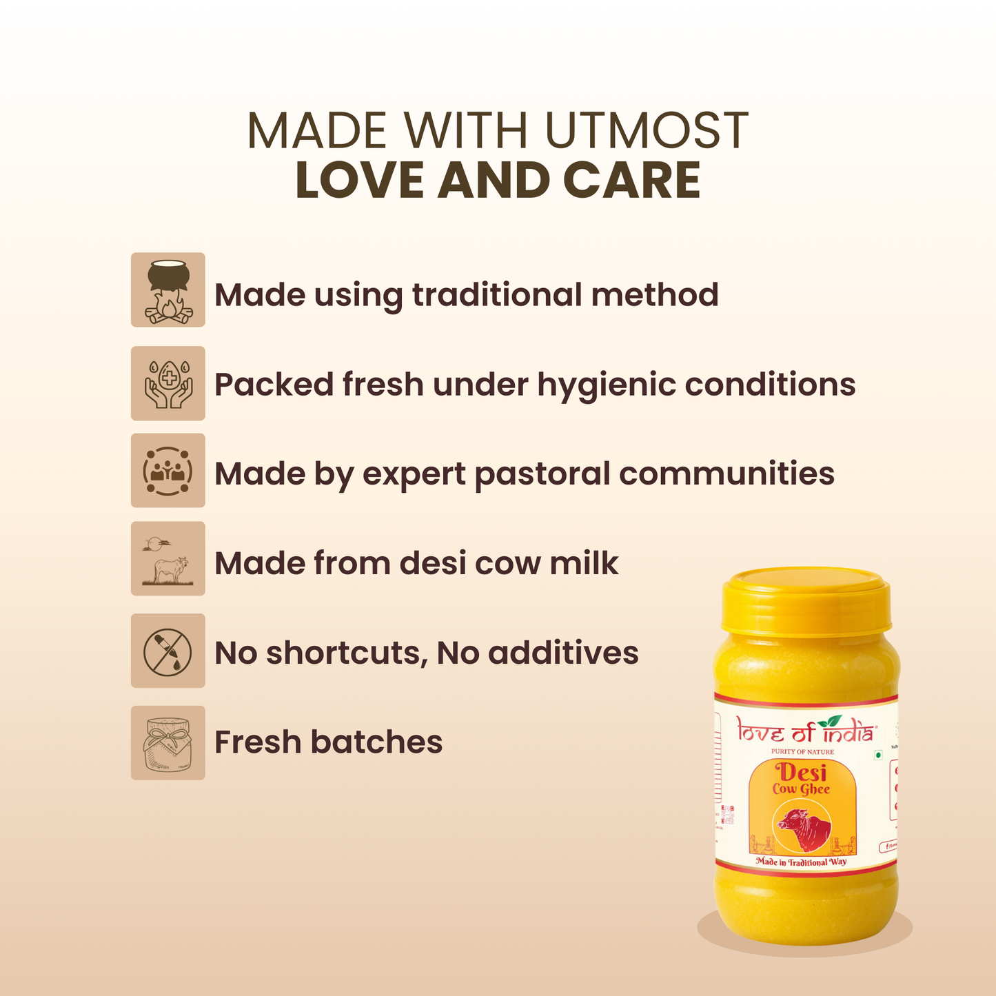 Desi Cow Ghee made by Traditional Method | 1000ml