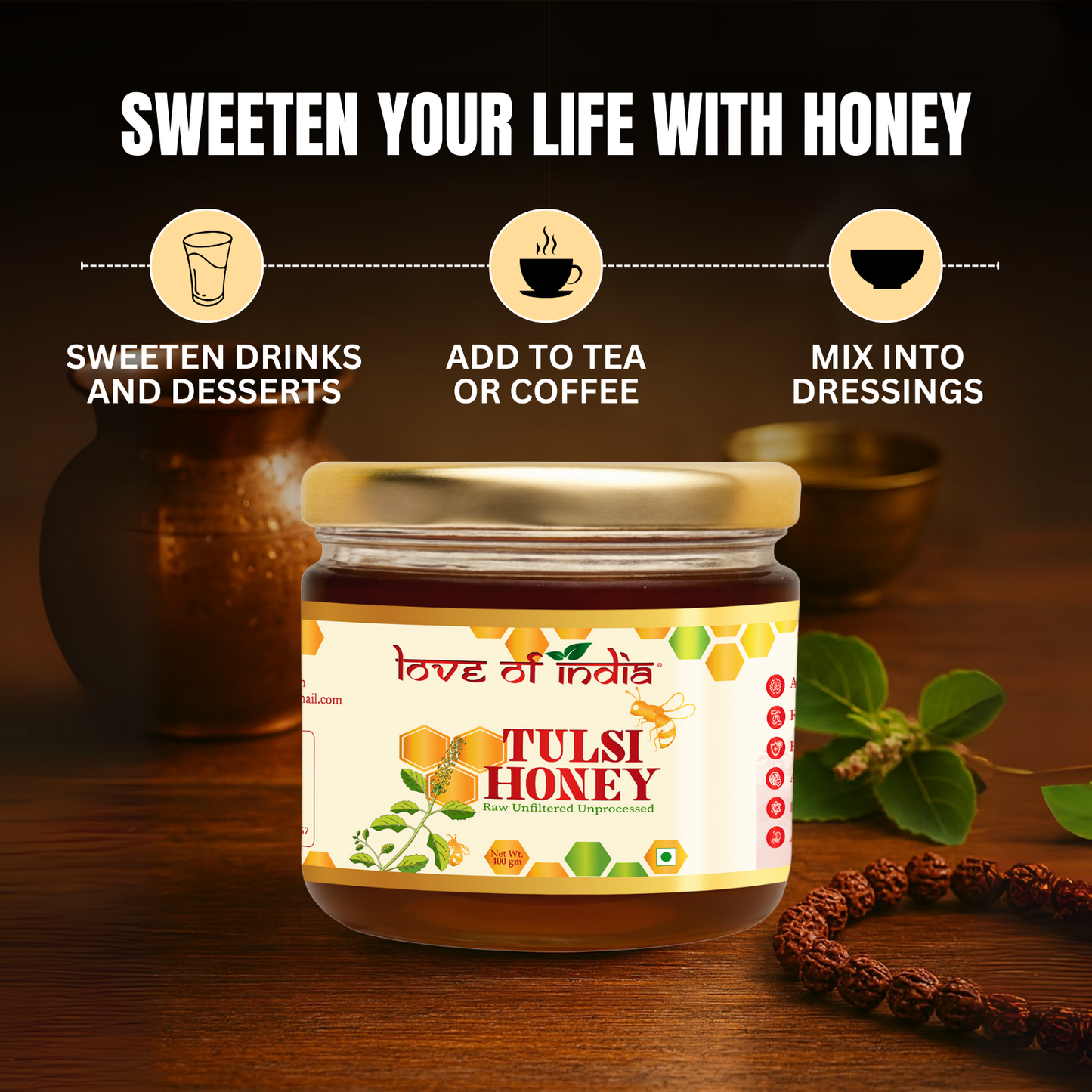 Tulsi Honey 400g | 100% Pure – Manages Stress & Boosts Immunity