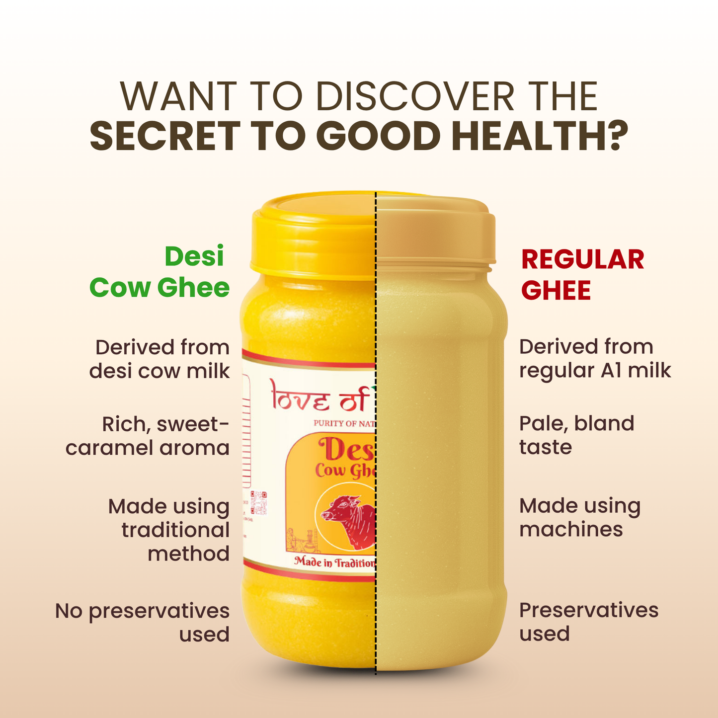 Desi Cow Ghee made by Traditional Method | 1000ml