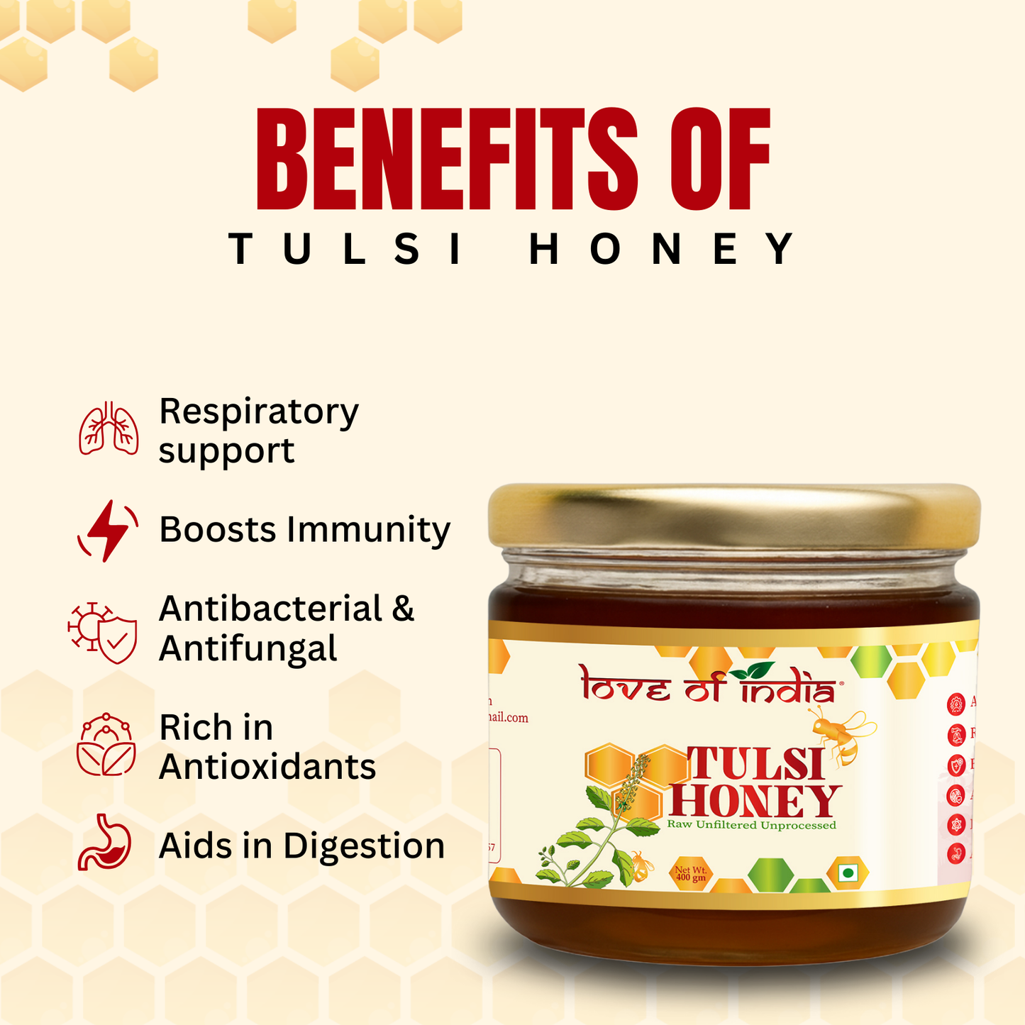 Tulsi Honey 400g | 100% Pure – Manages Stress & Boosts Immunity