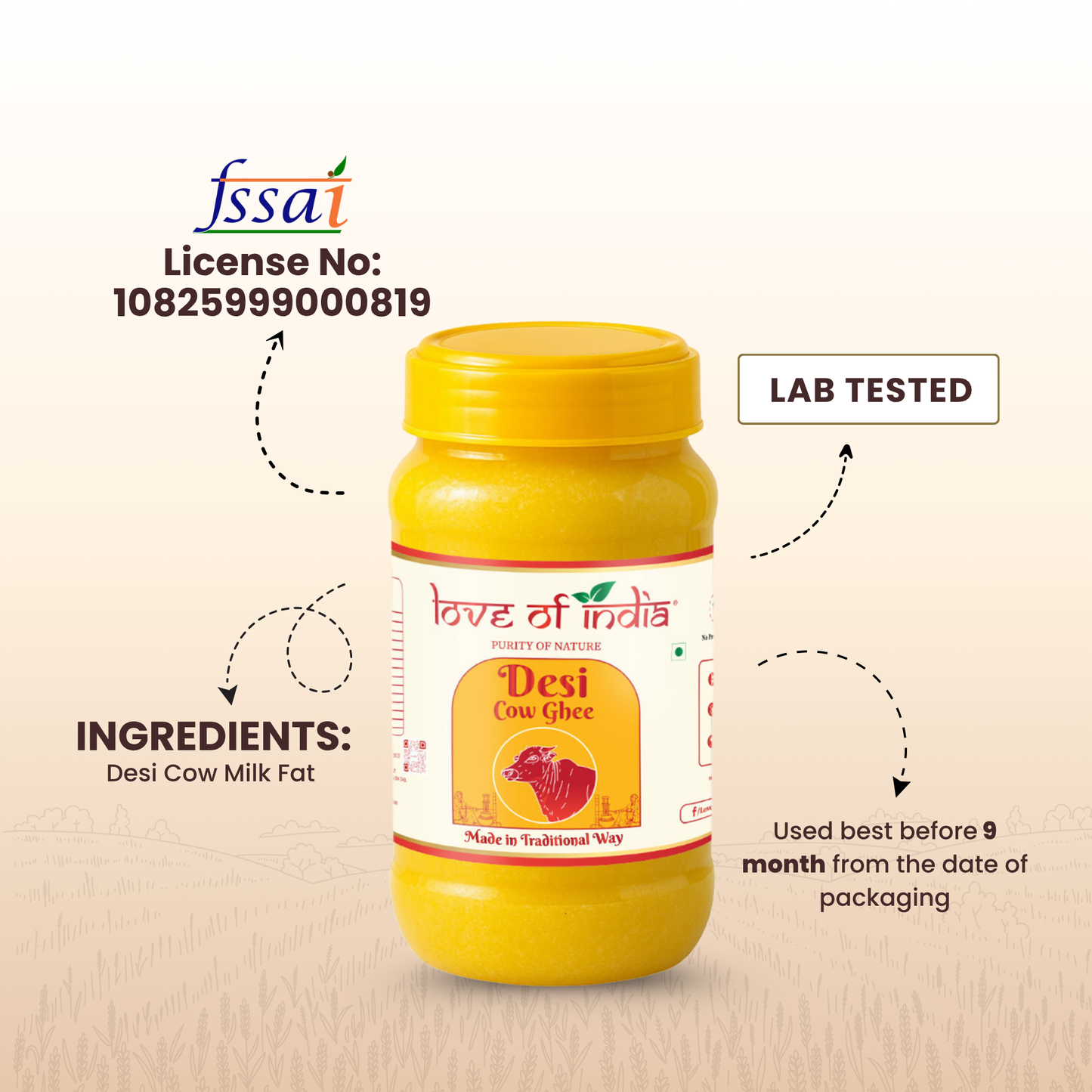 Desi Cow Ghee made by Traditional Method | 1000ml