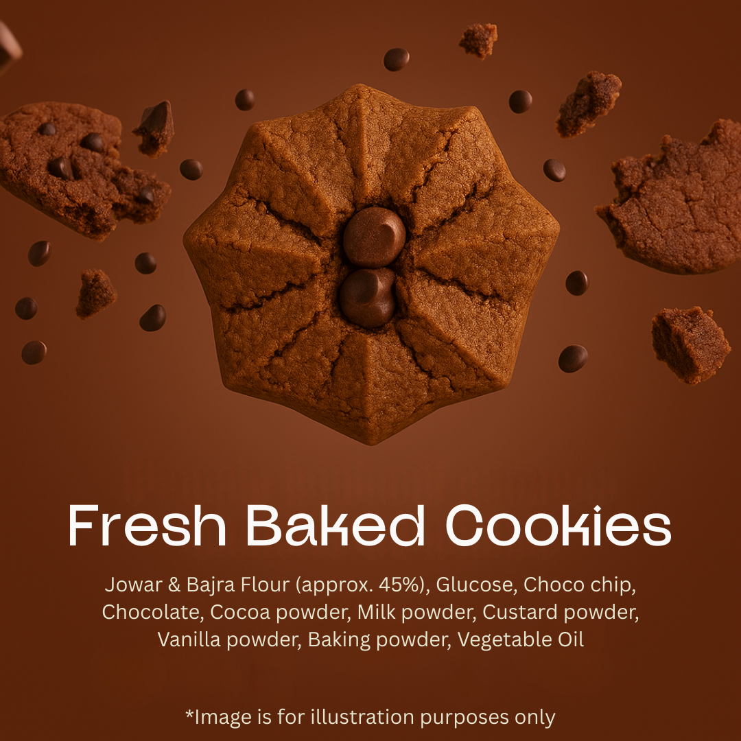 FitFibre Choco Chip Crunch Cookies | Gluten Free | No Maida | High Protein Snack - 75gm