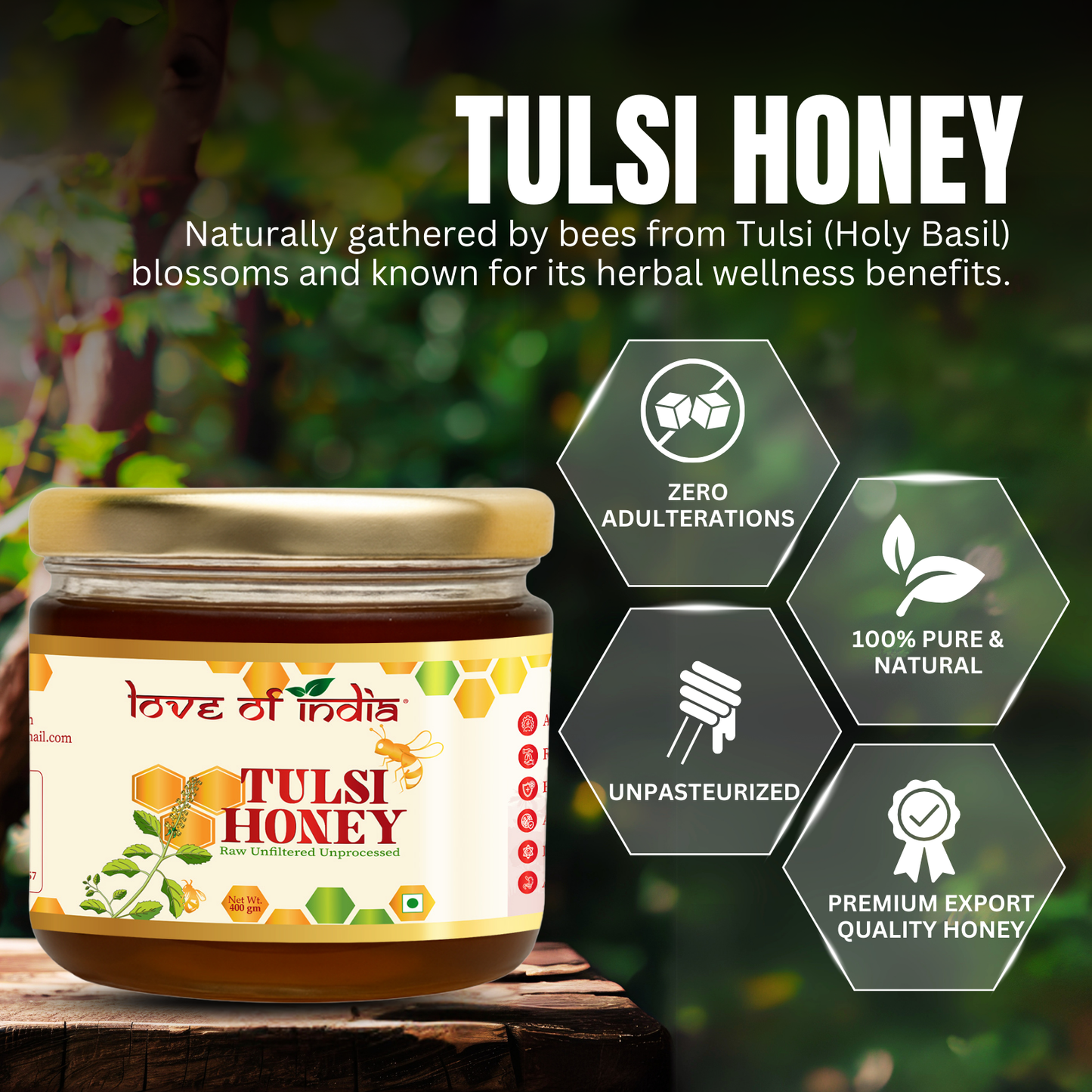 Tulsi Honey 400g | 100% Pure – Manages Stress & Boosts Immunity