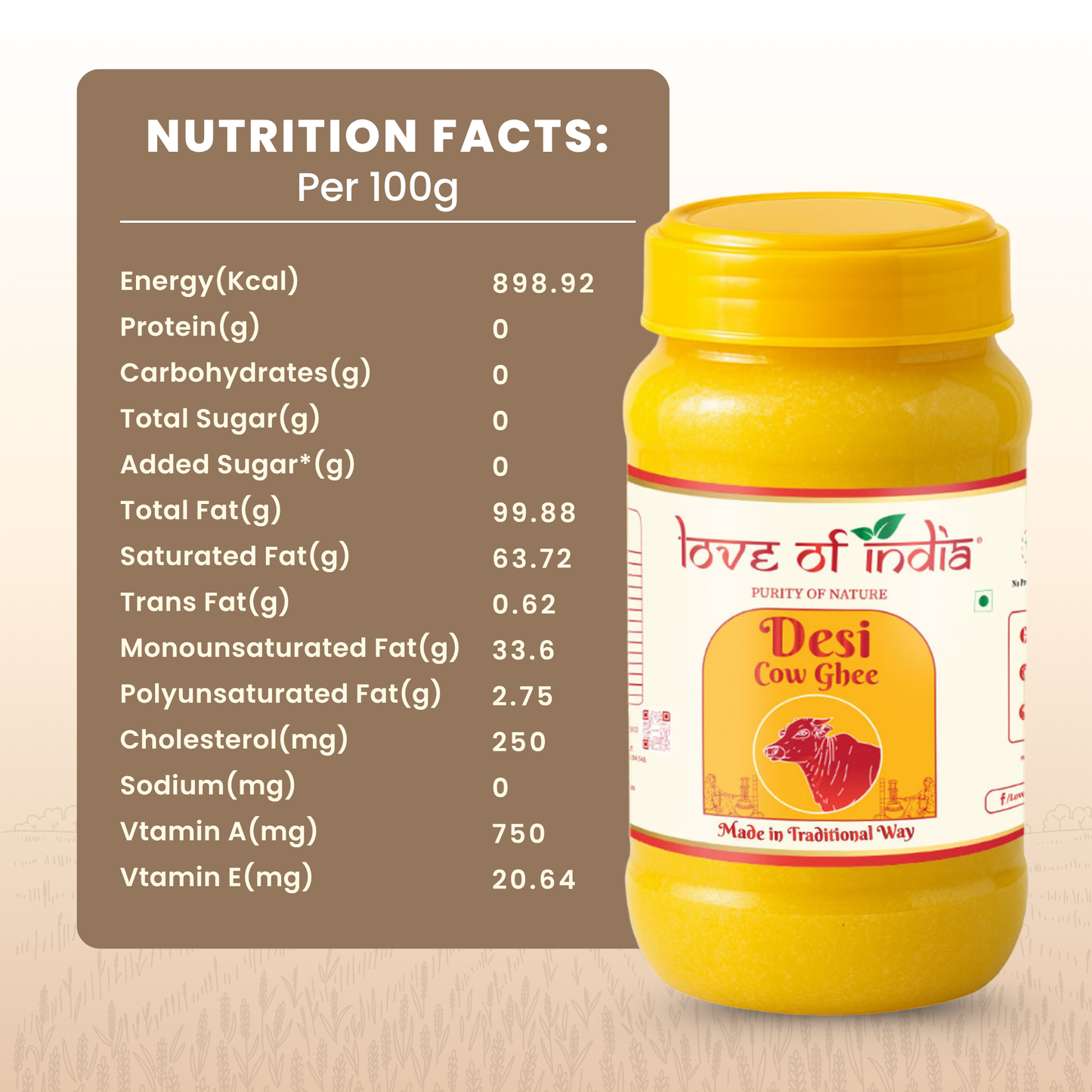 Desi Cow Ghee made by Traditional Method | 1000ml