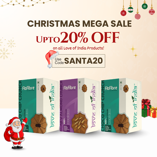 FitFibre Gluten Free Cookie Combo – Choco Chip Crunch (2 Packs) & Honey Almond Crunch (1 Pack) - 75gm each