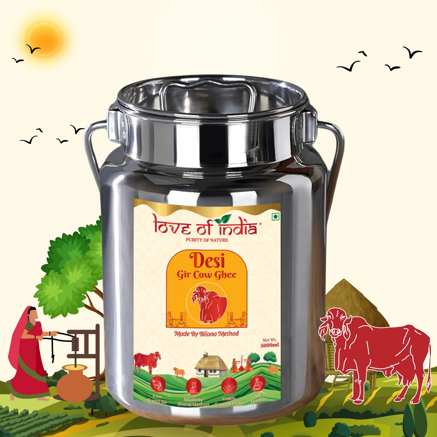 Love of India Desi Vedic Gir Cow Ghee made by Bilona method