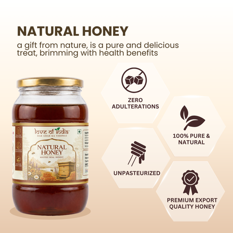 Natural Honey (Raw, Unfiltered, Unprocessed & Non-Pasteurised)