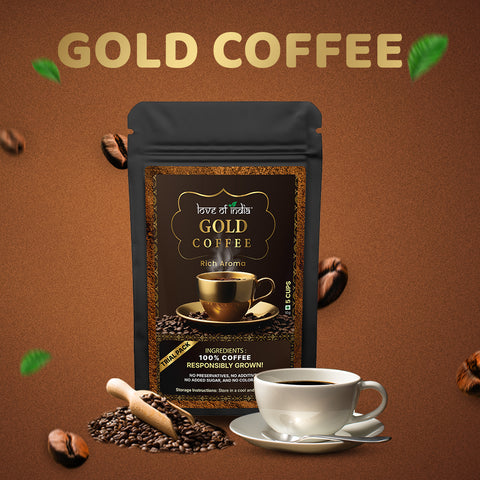 Love of India Gold Coffee - Rich Aroma | Instant Coffee | 10gm (5cups) Pack