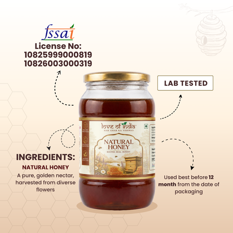 Natural Honey (Raw, Unfiltered, Unprocessed & Non-Pasteurised)