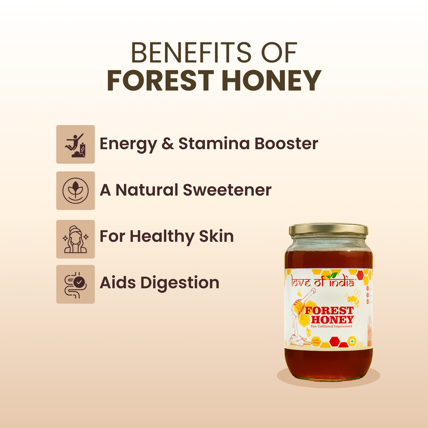 Forest Honey (Raw, Unfiltered, Unprocessed & Non-Pasteurised) 1200GM