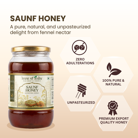 Saunf Honey (Fennel Raw Honey, Unfiltered, Unprocessed & Non-Pasteurised)