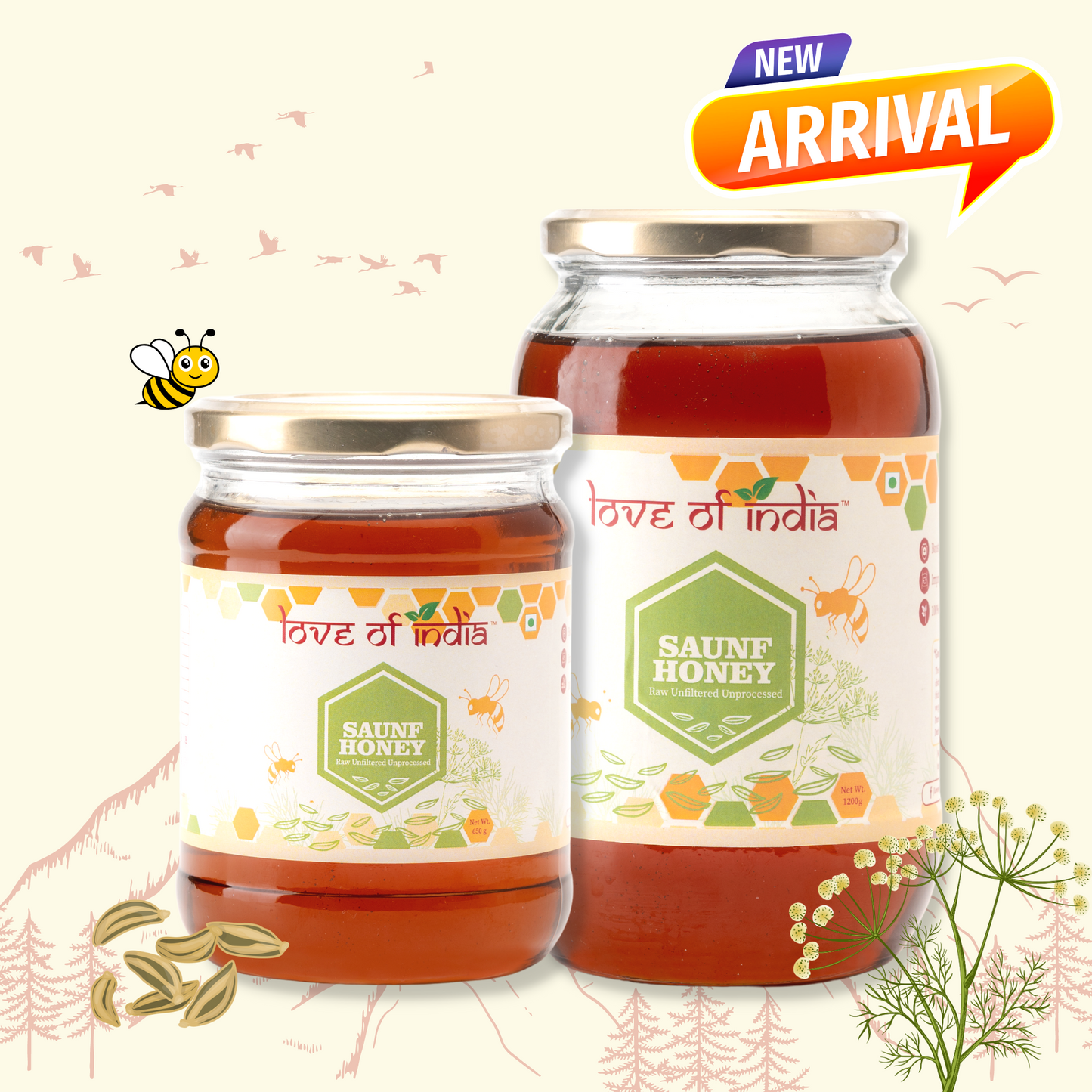 Saunf Honey (Fennel Raw Honey, Raw, Unfiltered, Unprocessed & Non-Pasteurised)
