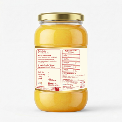 A2 Gir Cow Ghee – Bilona Method | Gujarat Sourced | 30 Litres of Milk, 1 Litre of Ghee