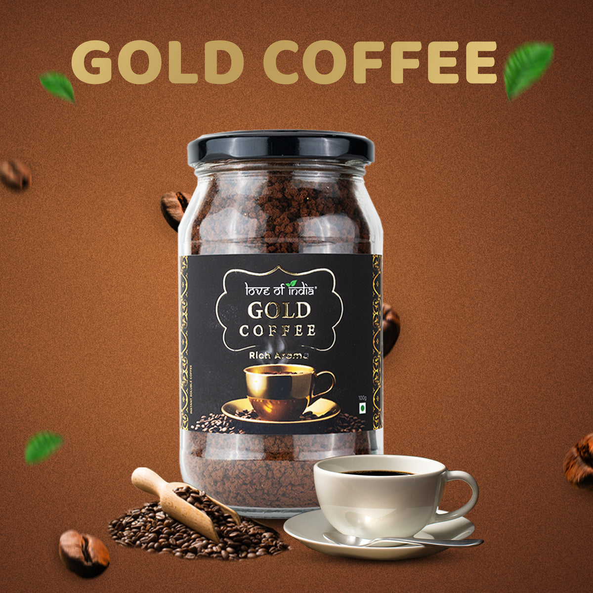 Love of India Gold Coffee - Rich Aroma | Instant Coffee - 100 gm