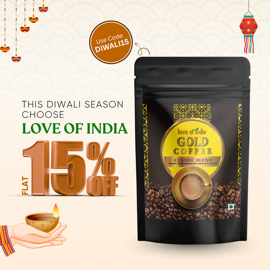 Love of India Gold Coffee – Classic Blend | Instant Coffee 50gm