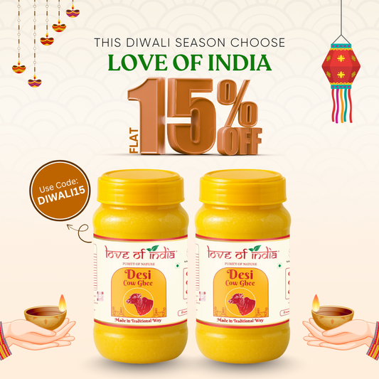 Love of India Desi Cow Ghee made by Traditional Method | Pack of 2 (2000ml)