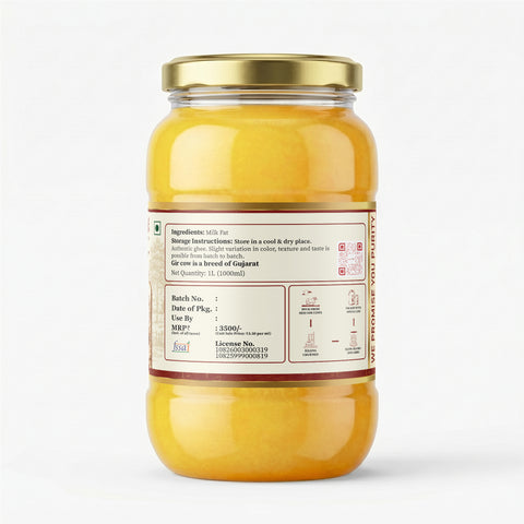 A2 Gir Cow Ghee – Bilona Method | Gujarat Sourced | 30 Litres of Milk, 1 Litre of Ghee