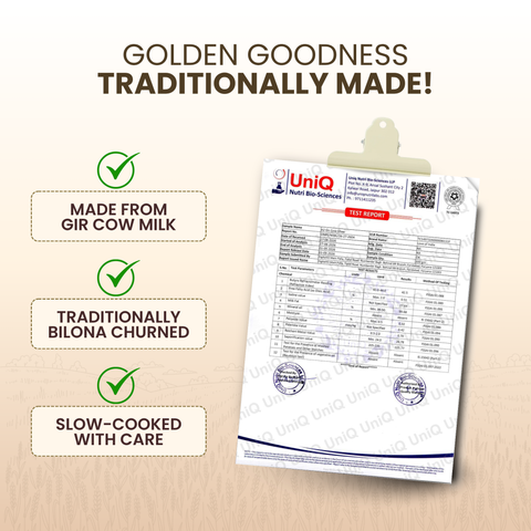 A2 Gir Cow Ghee – Bilona Method | Gujarat Sourced | 30 Litres of Milk, 1 Litre of Ghee