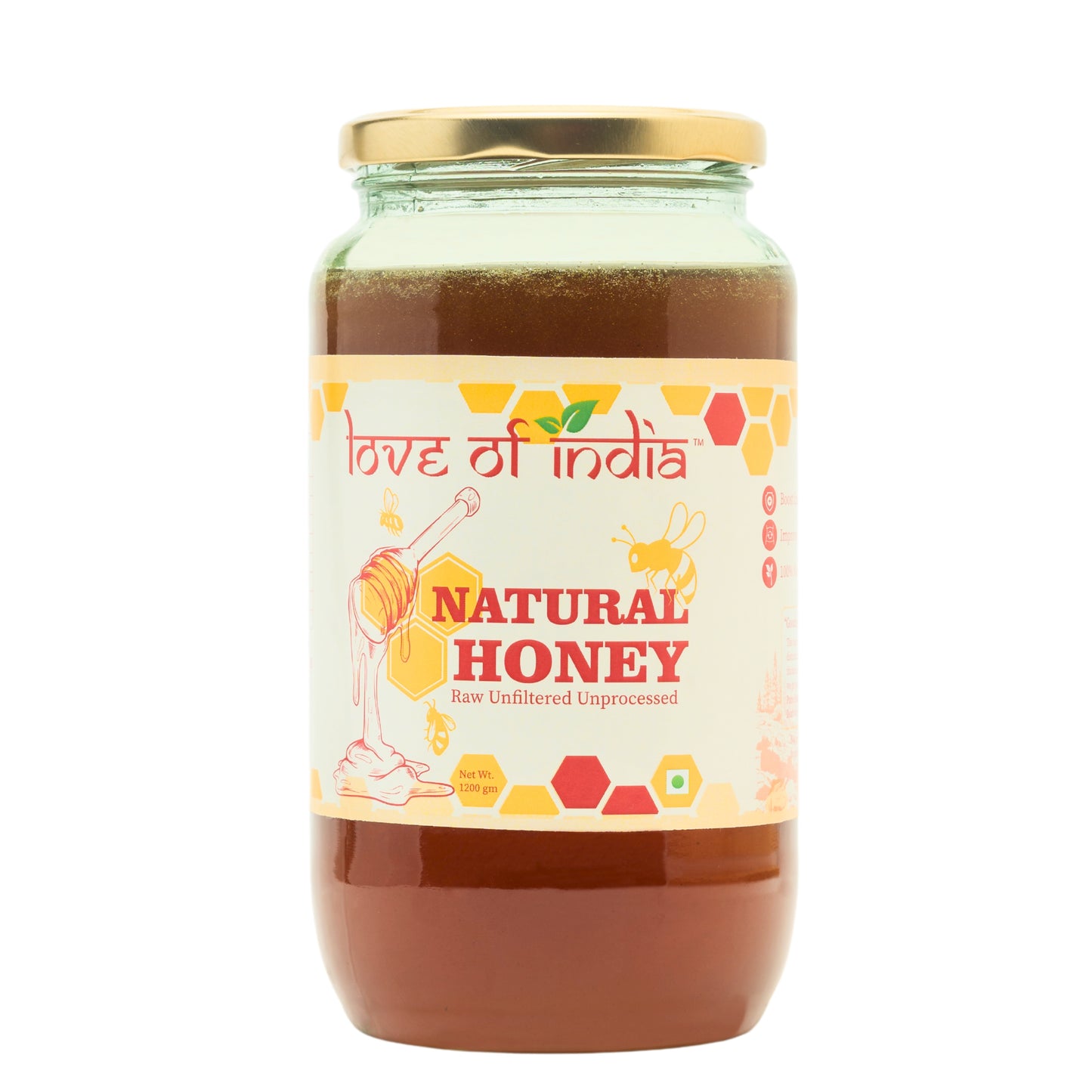 Natural Honey (Raw, Unfiltered, Unprocessed & Non-Pasteurised)