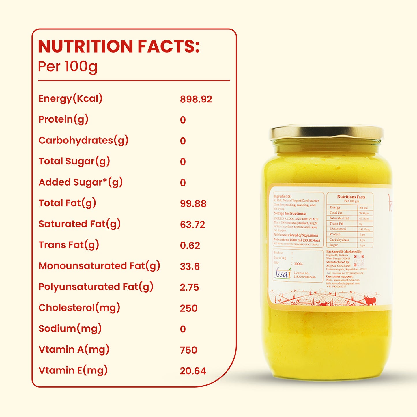 Love of India Desi Vedic Rathi Cow Ghee made by Bilona method