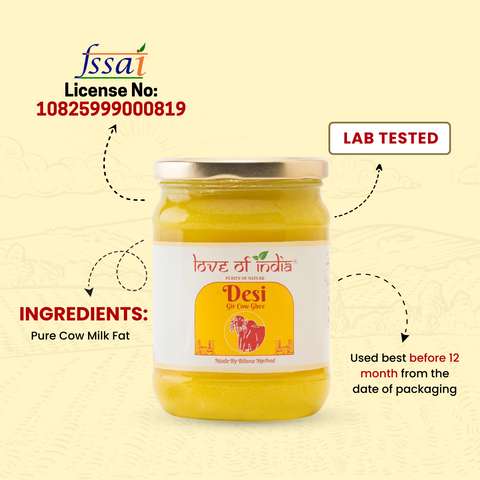 Love of India Desi Vedic Gir Cow Ghee made by Bilona method 500ml