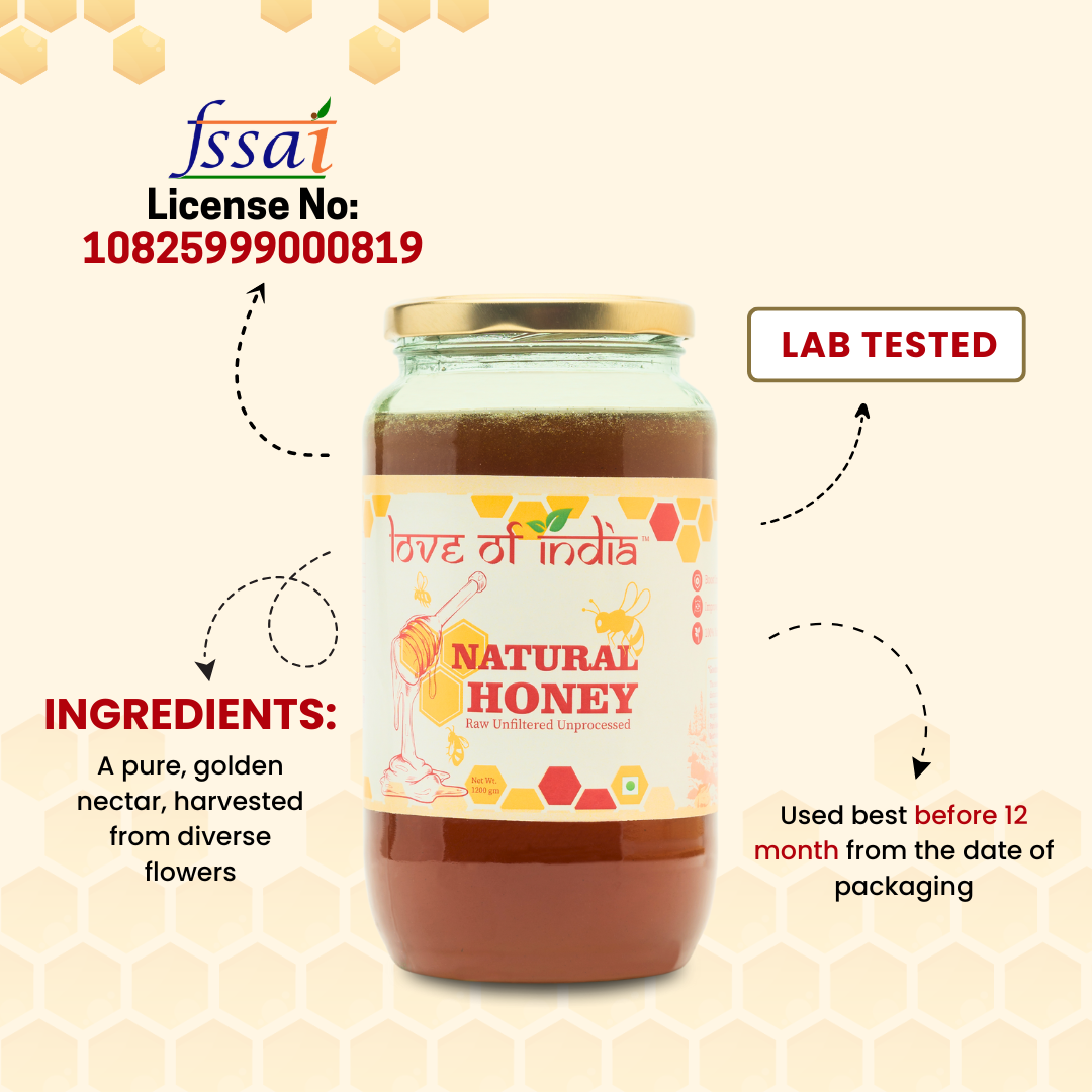 Natural Honey (Raw, Unfiltered, Unprocessed & Non-Pasteurised)