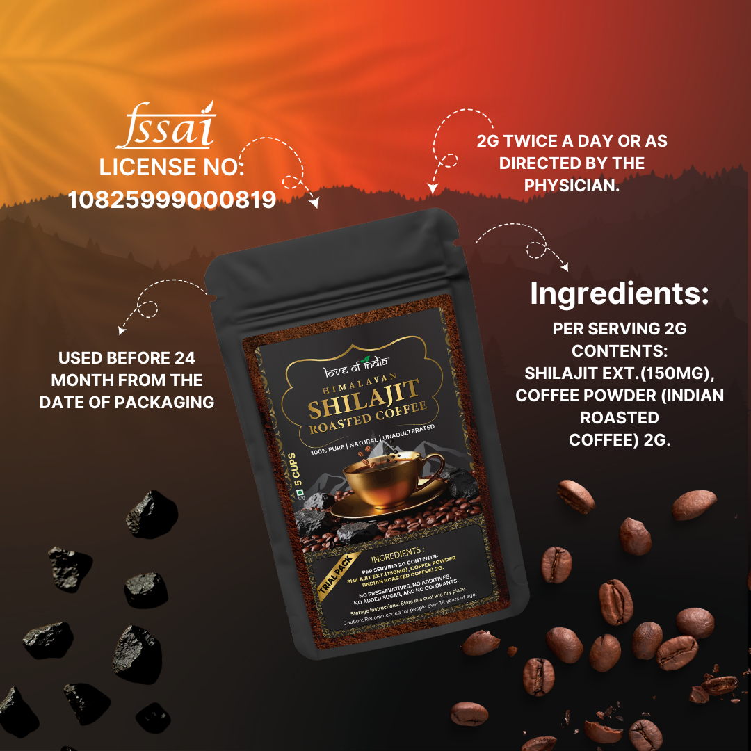 Himalayan Shilajit Roasted Premium Coffee | Rich Aroma & Energy Booster | 10g (5 Cups) Pack