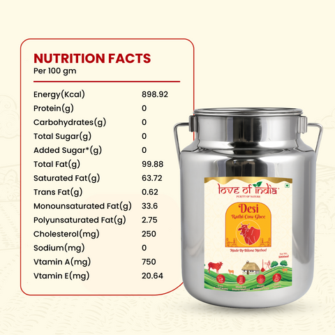 Desi Vedic Rathi Cow Ghee made by Bilona method | 5 Liter Desi Ghee Streel Can (Dolchi)