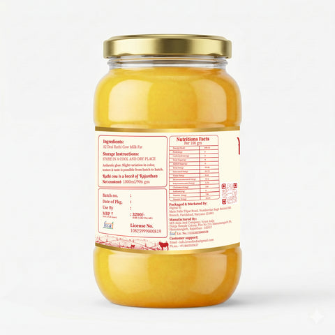 A2 Rathi Cow Ghee – Bilona Method | 30 Litres of Milk, 1 Litre of Ghee