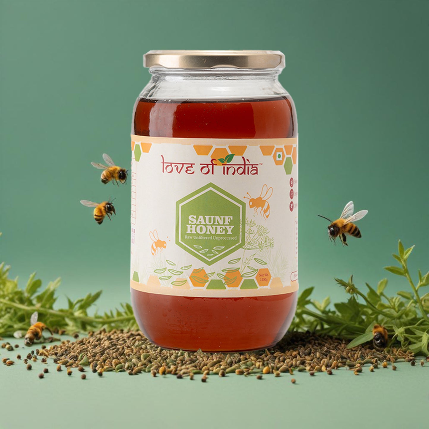 Saunf Honey (Fennel Raw Honey, Raw, Unfiltered, Unprocessed & Non-Pasteurised)