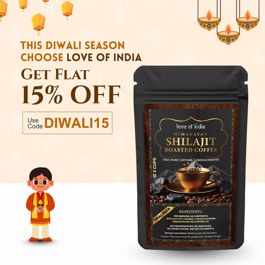 Himalayan Shilajit Roasted Premium Coffee | Rich Aroma & Energy Booster | 10g (5 Cups) Pack