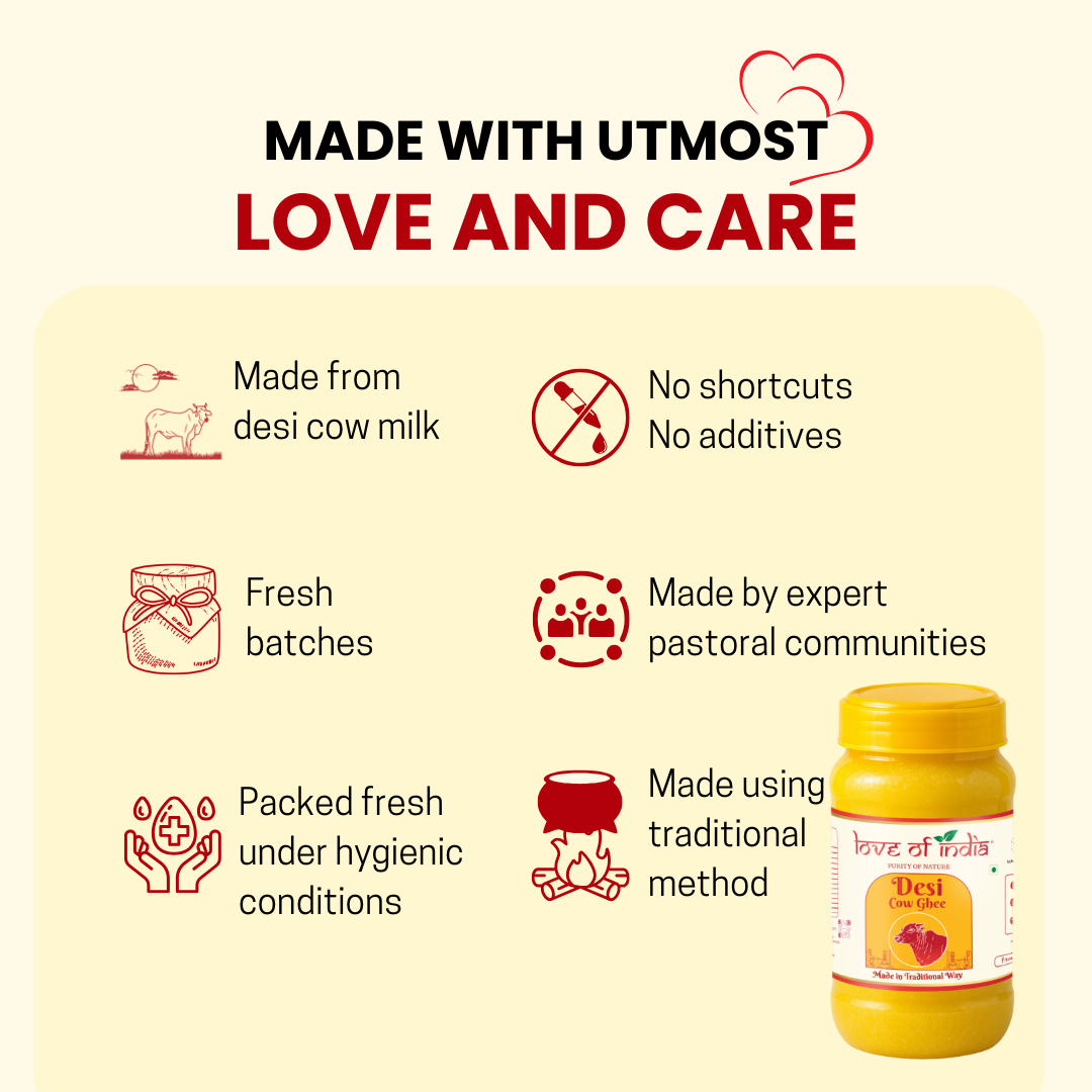 Love of India Desi Cow Ghee made by Traditional Method | 1000ml