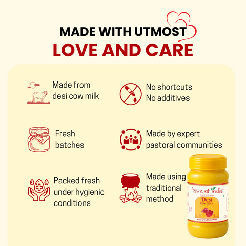 Desi Cow Ghee made by Traditional Method | Pack of 2 (2000ml)