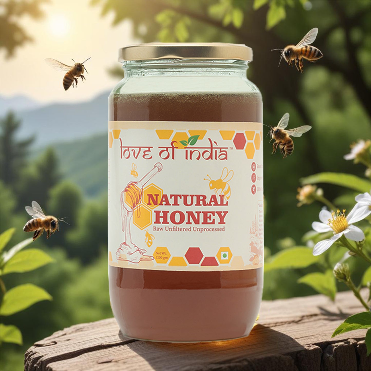 Natural Honey (Raw, Unfiltered, Unprocessed & Non-Pasteurised)